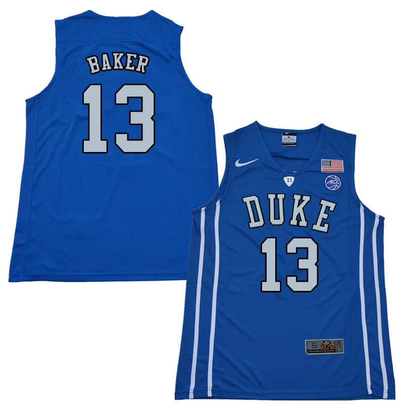 2018 Men #13 Joey Baker Duke Blue Devils College Basketball Jerseys Sale-Blue